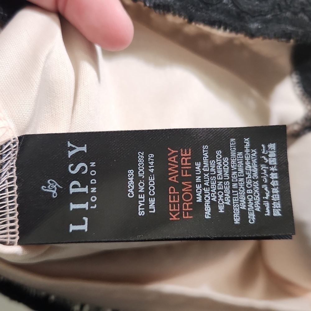 Lipsy London black lace halter dress, size 4 - Picture 8 of 8